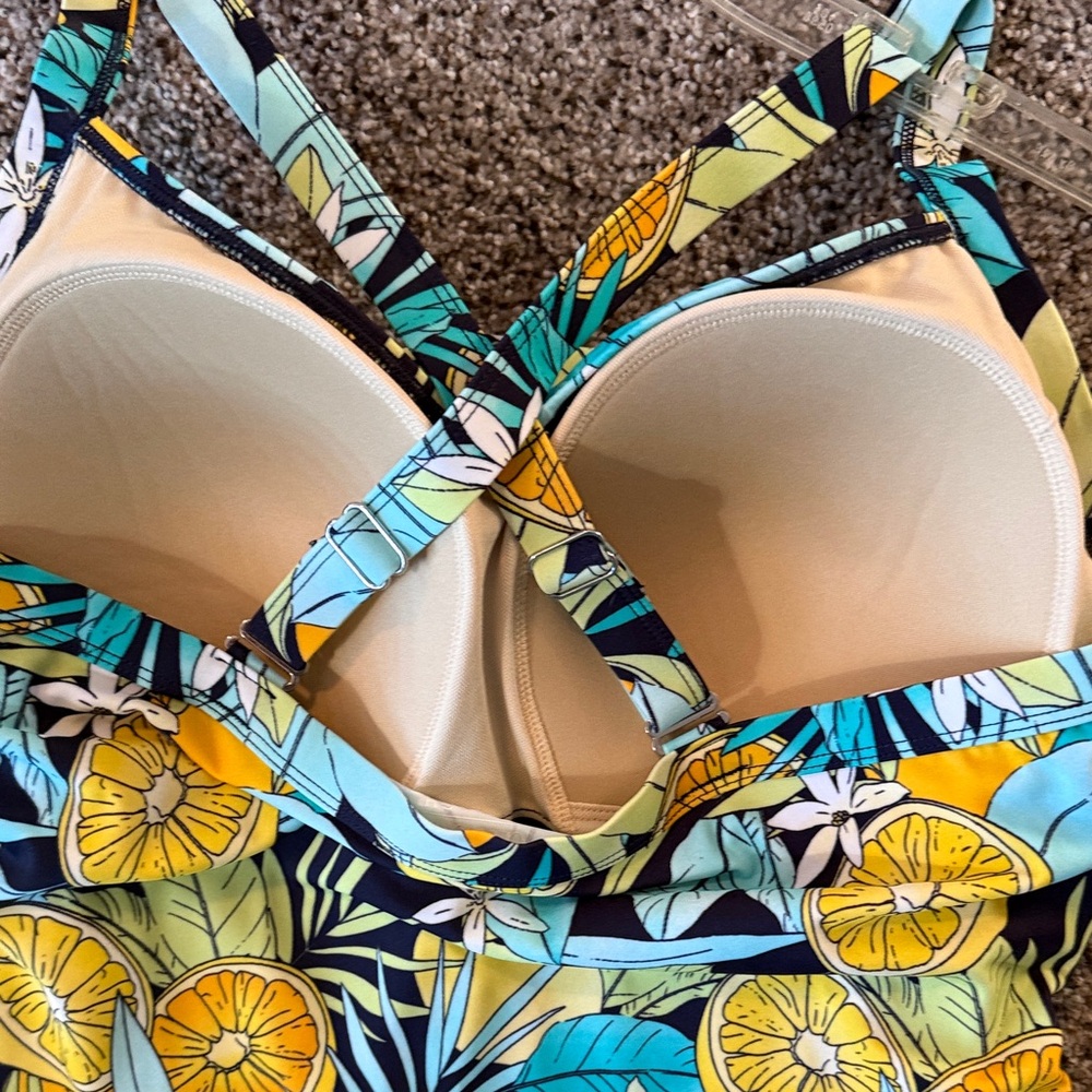 Vibrant Citrus Print Women Swim One Piece - Picture 6 of 7